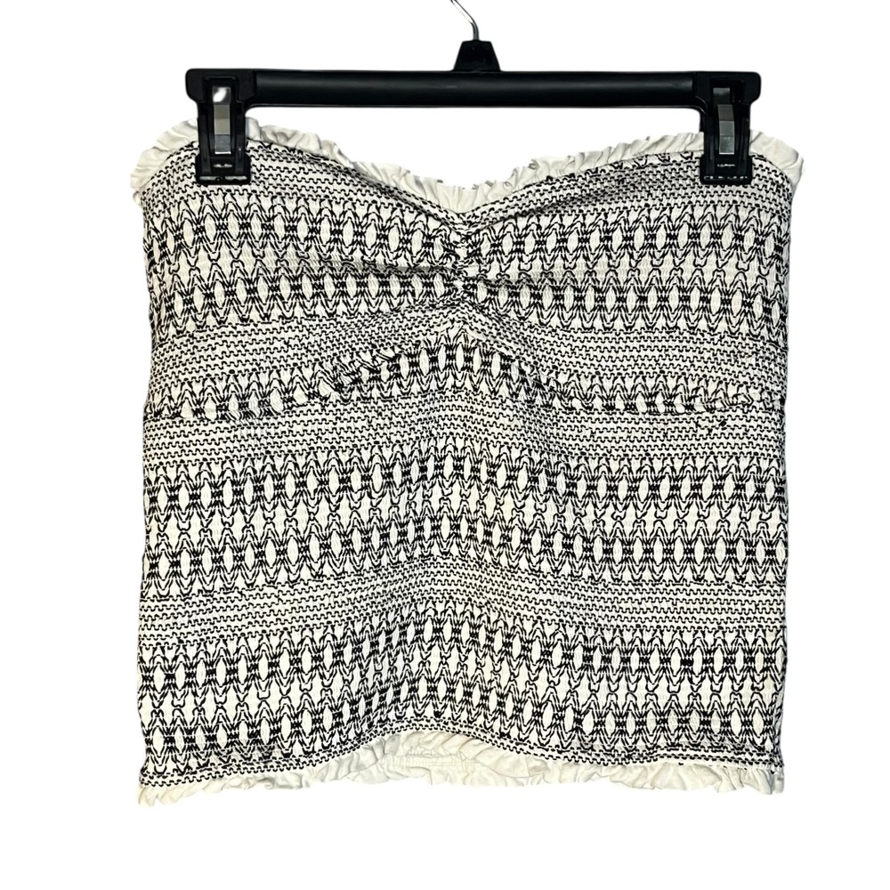 Anthropologie Women's Tube Tob Stretch Ruffle Black/White‎ M Thick Heavyweight